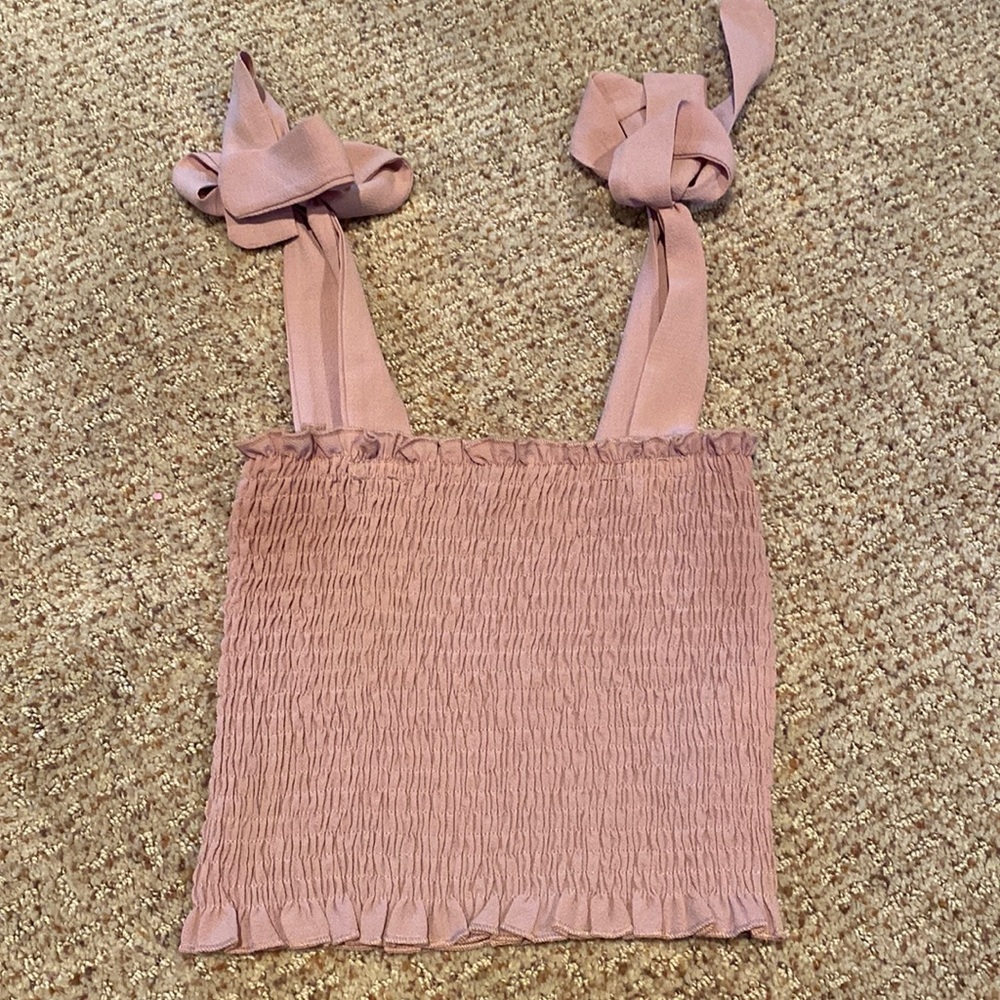 American Eagle pink tank top with tie traps